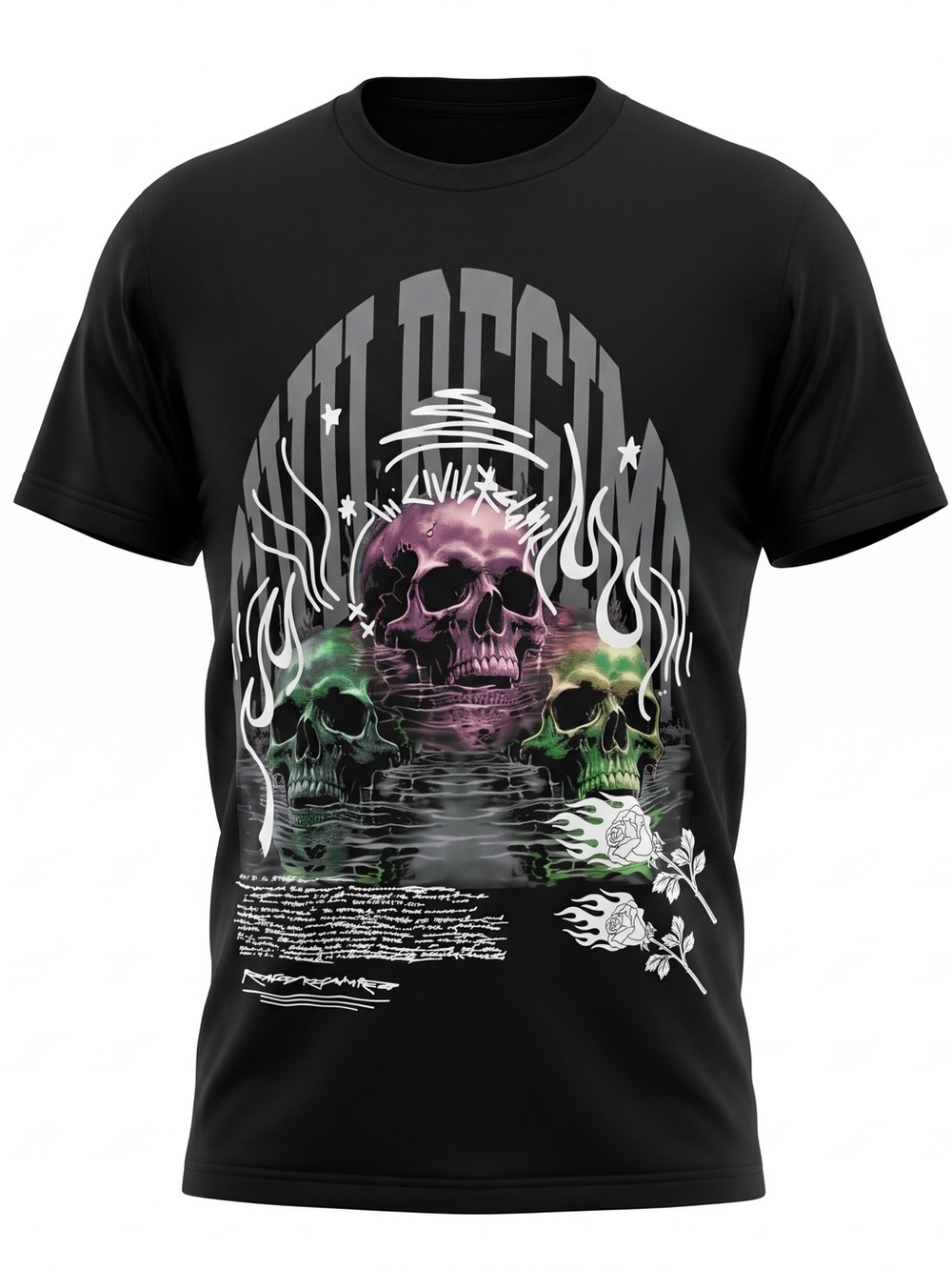 Civil Regime Purple Skull Black Short Sleeve Tee